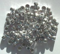100 4x6mm Metallic Silver Acrylic Crow Beads